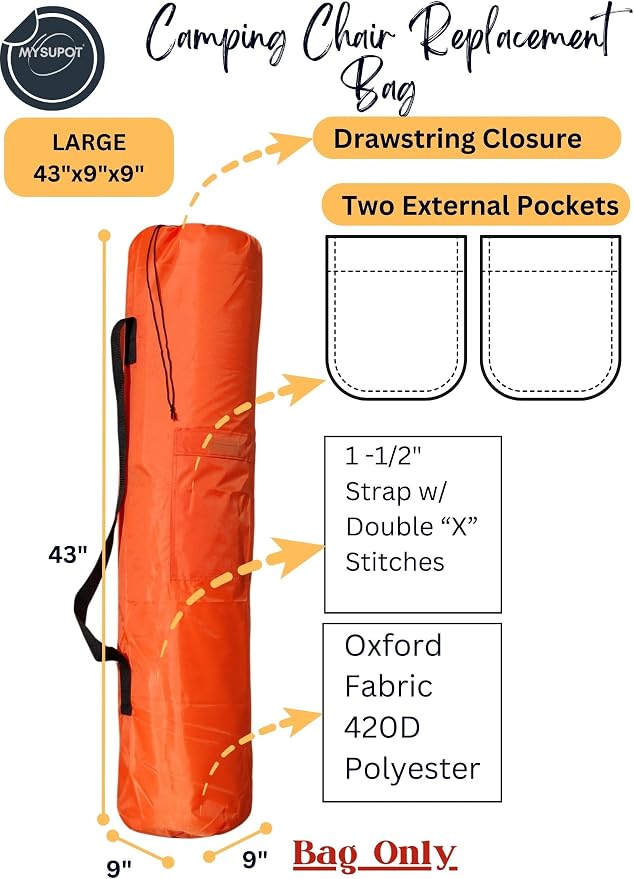 43"x9"x9" Replacement Bag for Folding Camping Chair, Camp Chairs, Yoga Mat - Image 3