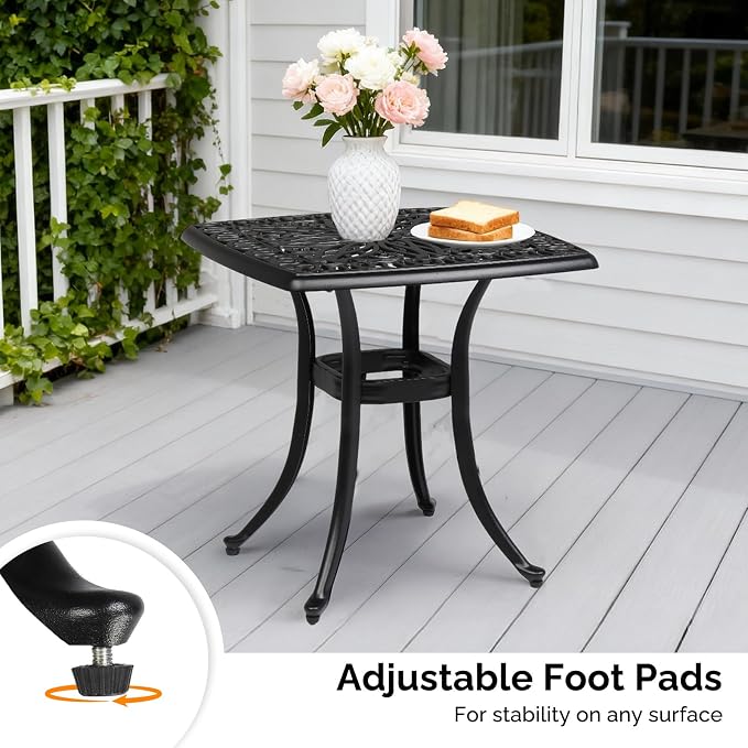 VINGLI 21” Outdoor Side Table, Cast Aluminum All-Weather Patio Side Table Small - Image 5