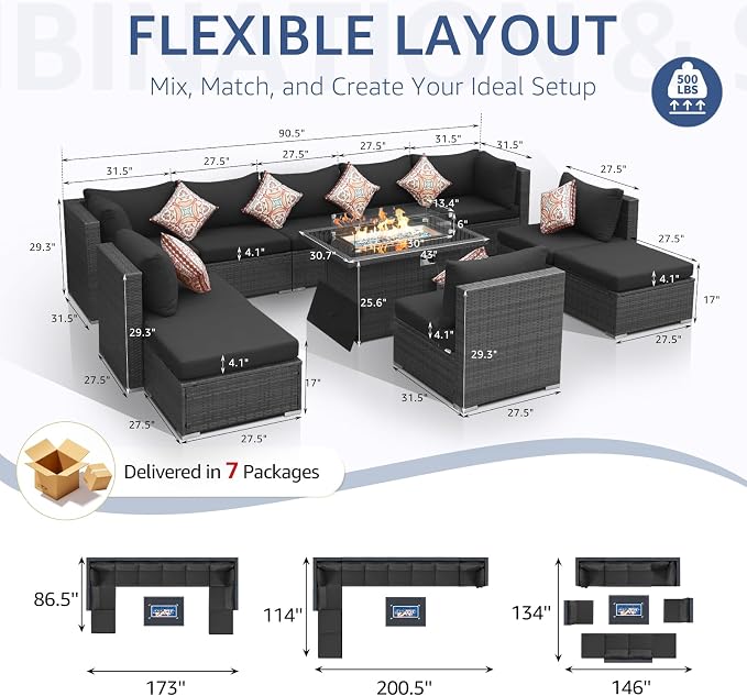 NICESOUL 11 Piece Outdoor Furniture Set - Image 6