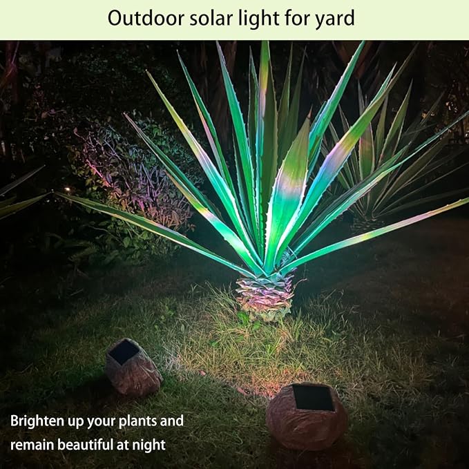 Solar Rock Lights Outdoor Waterproof, 4 Pack LED Colored Garden Rock Solar Light - Image 3