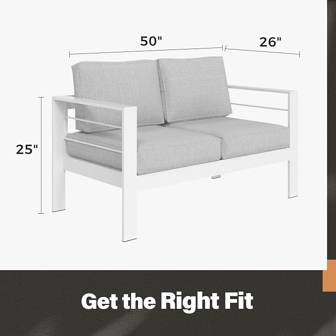 Solaste Outdoor Loveseat Aluminum Patio Furniture Sofa, All-Weather Metal - Image 5