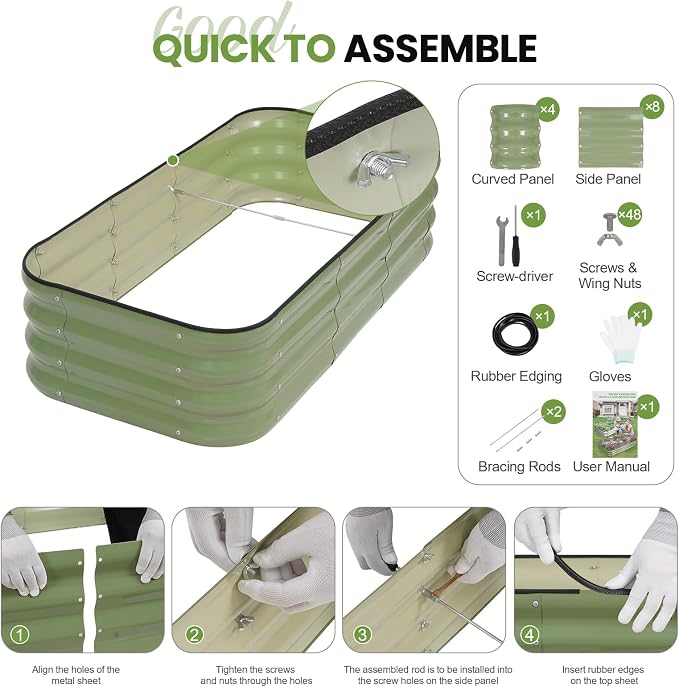 G GOOD GAIN 3-in-1 Adjustable Raised Garden Bed Kit | Galvanized Planter Boxes - Image 7
