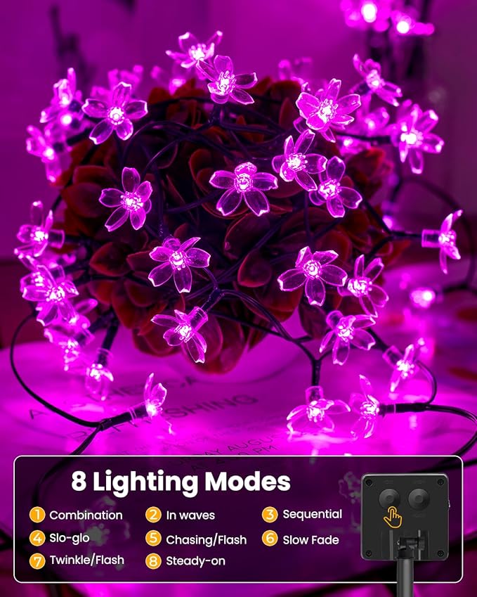 Brightown 60 LED Solar String Lights Flower Outdoor Waterproof Fairy Lights - Image 4