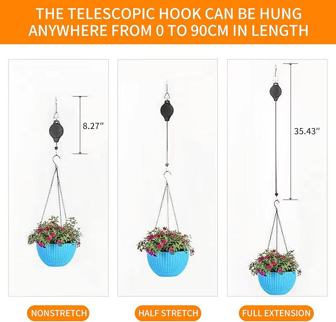 6PCS Adjustable Retractable Plant Pulley Hangers - Image 2