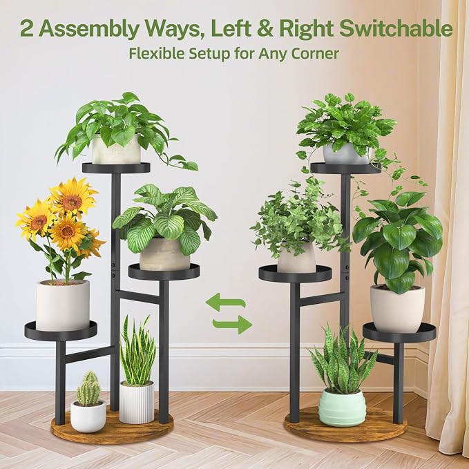 iDavosic.ly 3 Tier Plant Stand Indoor, Tiered Corner Metal Wood Multiple Flower - Image 6
