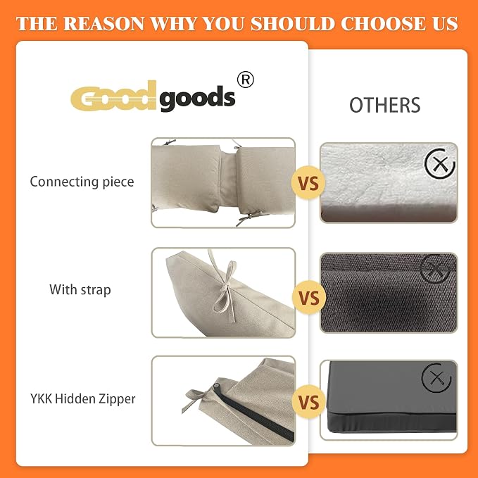 Goodgoods 20"x42" Outdoor Dining Chair Cushion Set of 1 Patio Furniture Cushion - Image 6