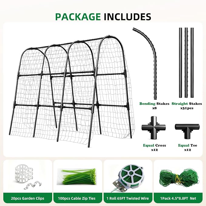 Cucumber Trellis for Raised Bed, U-Shape Garden Arch Metal Support for Climbing - Image 6