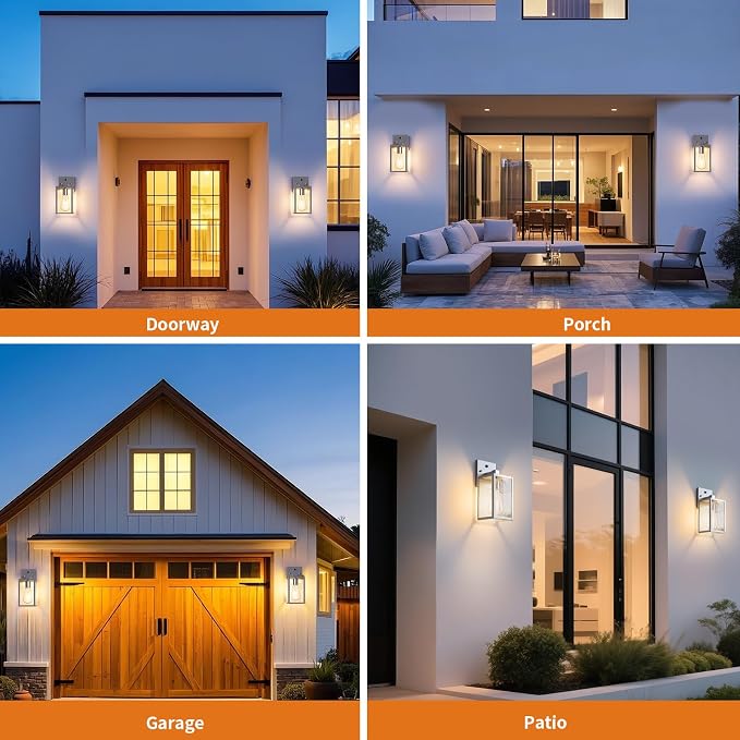 2 Pack Silver Dusk to Dawn Exterior Lighting Fixtures Wall Mount, Sensor - Image 7
