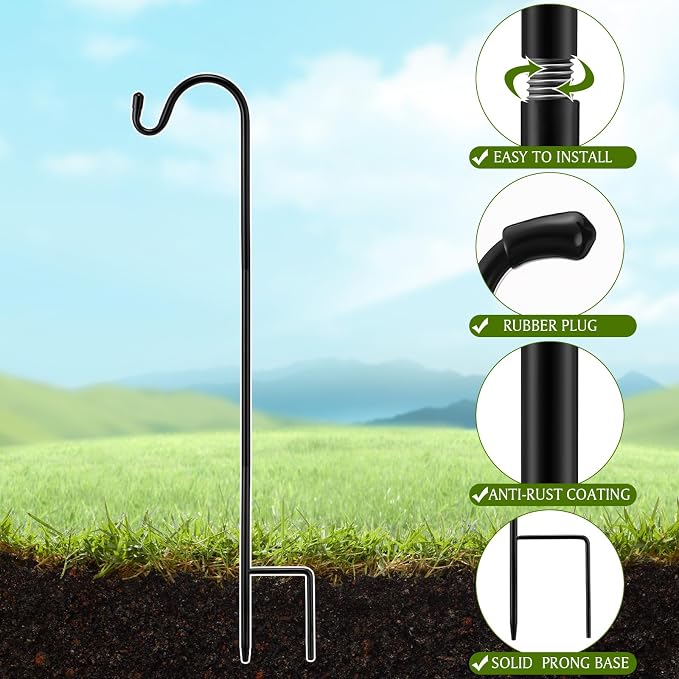 12 Pcs 24 Inch Shepherds Hook for Outdoor Adjustable Bird Feeder Pole Metal - Image 3