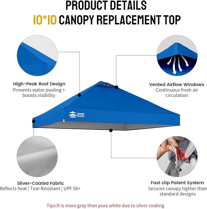 CROWN SHADES 10x10 Canopy Replacement Top - Image 4