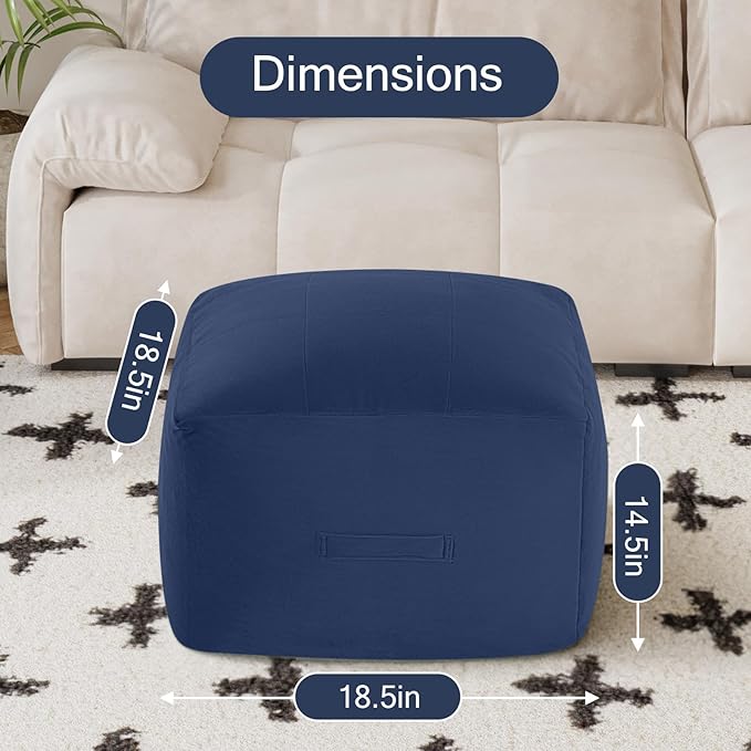 MeMoreCool Square Stuffed Pouf Ottoman Foot Rest, Floor Pouf Foot Stool - Image 2