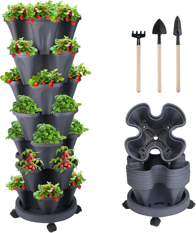 DUNCHATY Stackable Planter, Vertical Garden Planter by DUNCHATY