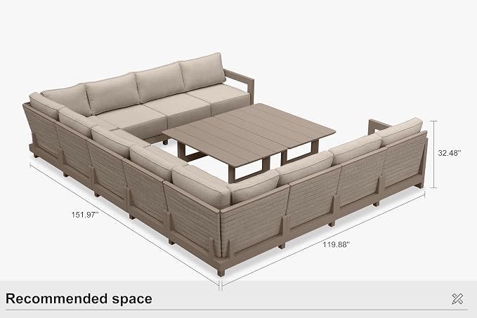 PURPLE LEAF Patio Furniture Set U-Shaped Outdoor Couch - Image 9