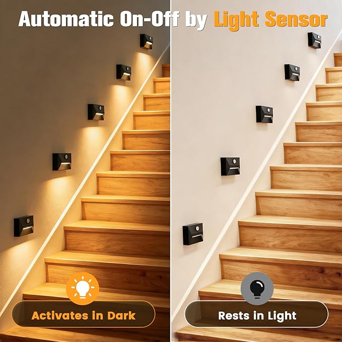 VOLISUN Motion Sensor Stair Light Rechargeable 8 Pack, Night Lights 3 Modes & 3 - Image 5
