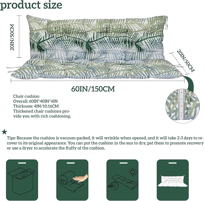 Outside Benches Cushion with Backrest, Thicken Waterproof Swing Cushions 2/3 - Image 5