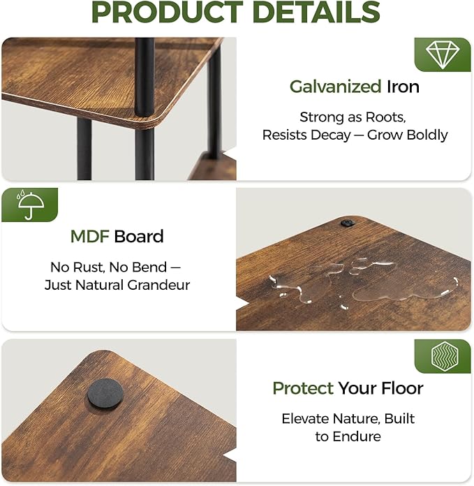 Bamworld Plant Stand Indoor, Corner 4 Tier Metal Plant Shelf - Image 6