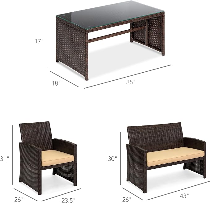 Best Choice Products 4-Piece Outdoor Wicker Patio Conversation Furniture Set - Image 7