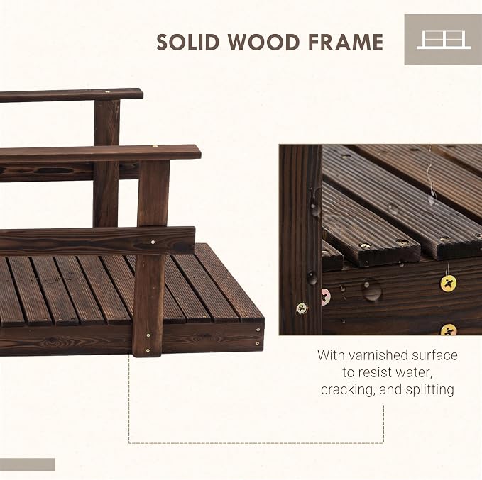 7 ft Pine Wood Garden Bridge - Image 4