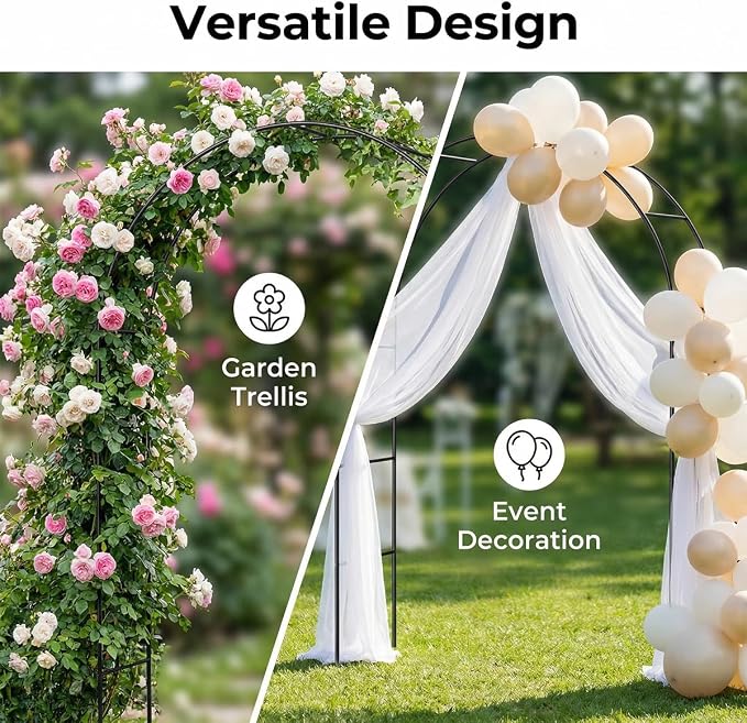 Galvanized Metal Arbor, 4.6 Feet Wide x7.6 Feet High Heavy Duty Garden Arch - Image 3