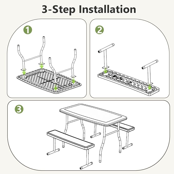 Picnic Table, 38 Inch Outdoor Picnic Table Set - Image 6
