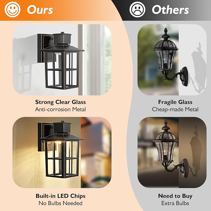 Brightever Outdoor Wall Lantern, 10W LED Exterior Waterproof WallSconce Light - Image 5