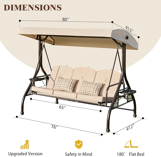 Upgrade 180° Convertible Outdoor Swing - Image 7