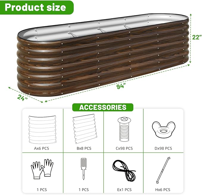 SnugNiture 8x2x2ft Raised Garden Bed Kit - Image 7