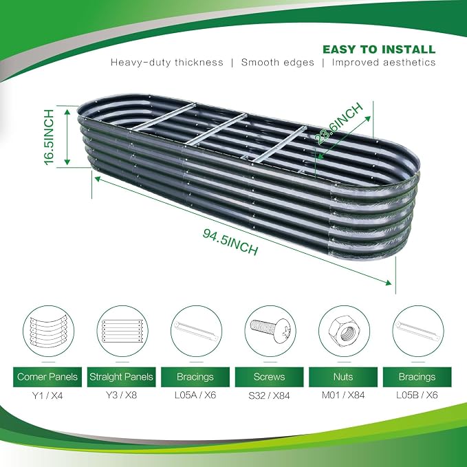 Gardmax Galvanized Raised Garden Bed, Lightweight Planter Boxes Outdoor - Image 4