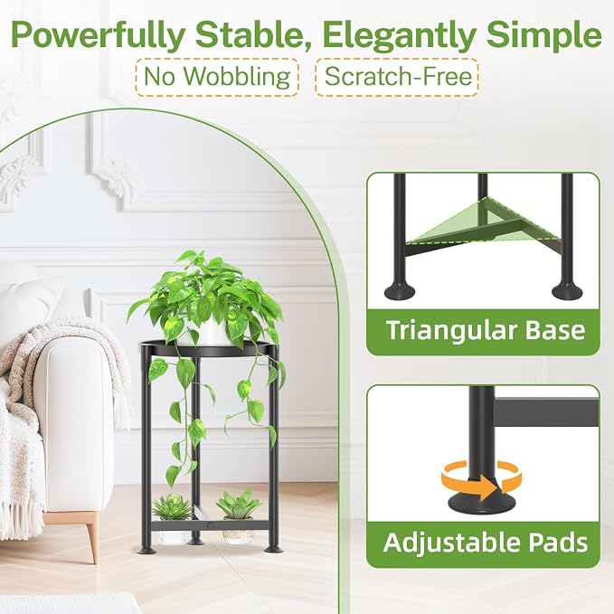 iDavosic.ly 1 Tier Corner Plant Stand Indoor, 16 Inch Tall Vertical Metal - Image 6