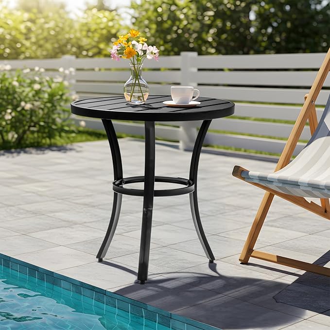 VINGLI Outdoor Side Table, Small Metal Patio End Table, Outdoor Round Table - Image 2