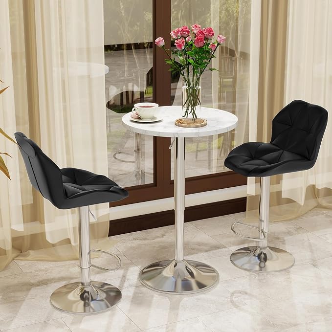 ARTETHYS Bar Table Set of 3 Adjustable Round Desk and 2 Swivel Pub Stools - Image 7