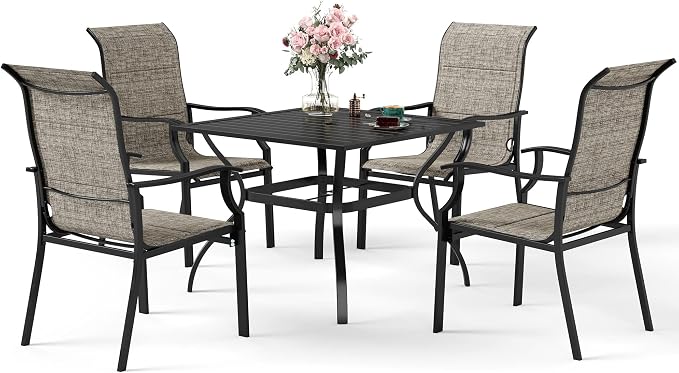 5 Piece Patio Dining Set for 4, Outdoor Table and Chairs Set by SUNSHINEVALLEY