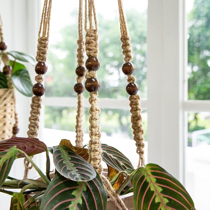 Mkono 3 Pack Macrame Plant Hangers Indoor Different Size Hanging Planter Basket - Image 5