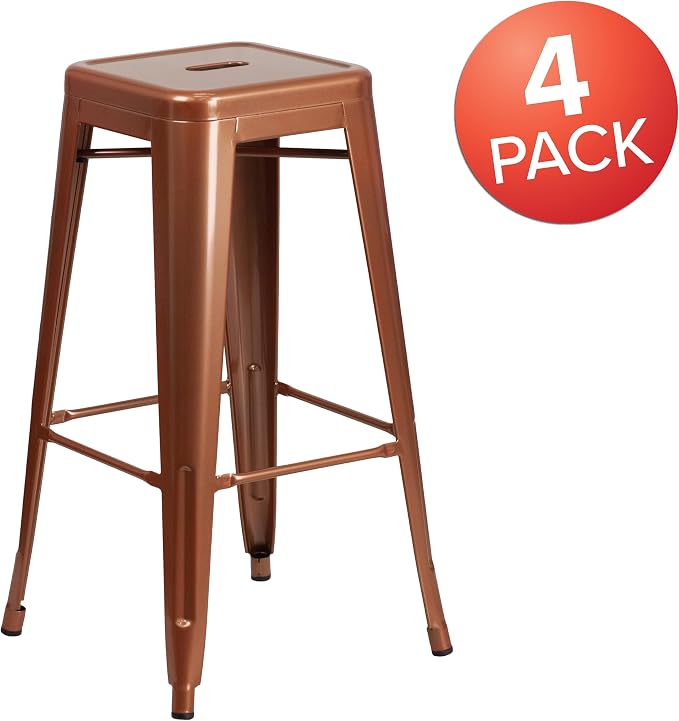 Flash Furniture Kai Commercial Grade 4 Pack 30" High Backless Copper - Image 4