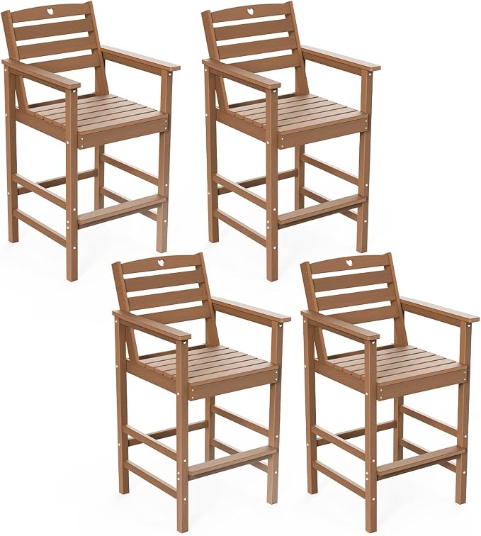 Patio Bar Table, Adirondack Chairs and Table 4 Pieces Set, Bar Height Chairs by Orbcove