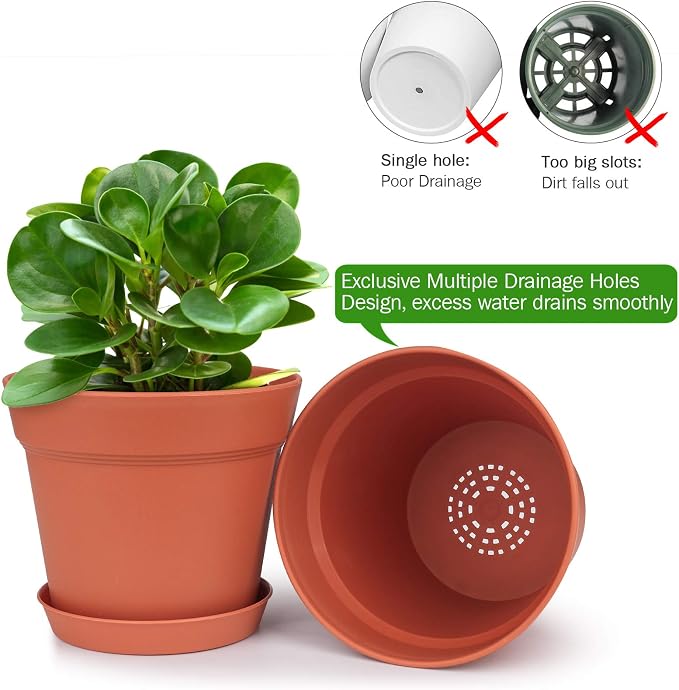 homenote Pots for Plants, 15 Pack 6 Inch Plastic Planters - Image 6