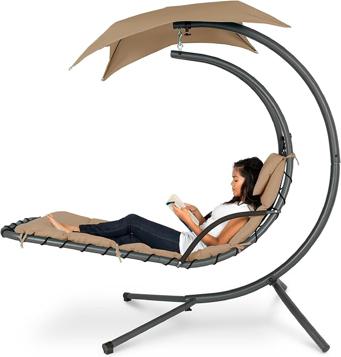 Best Choice Products Outdoor Hanging Curved Steel Chaise Lounge Chair Swing by BestChoiceProducts