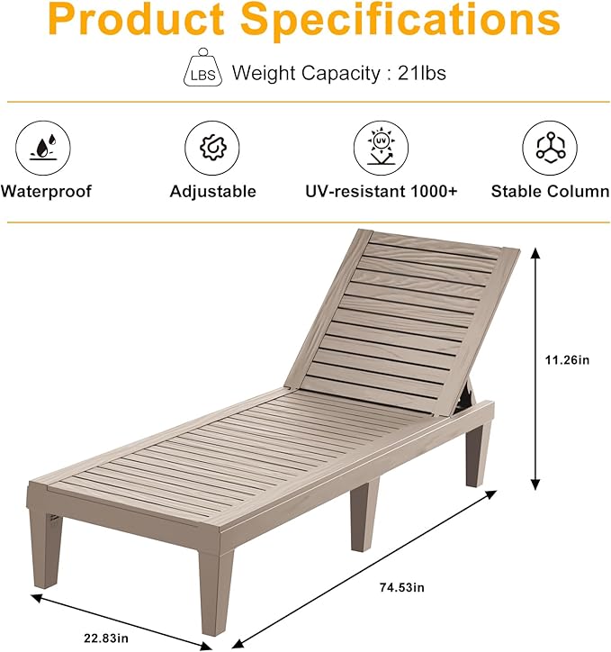 ROJIK Outdoor Chaise Lounge Chair - Image 2