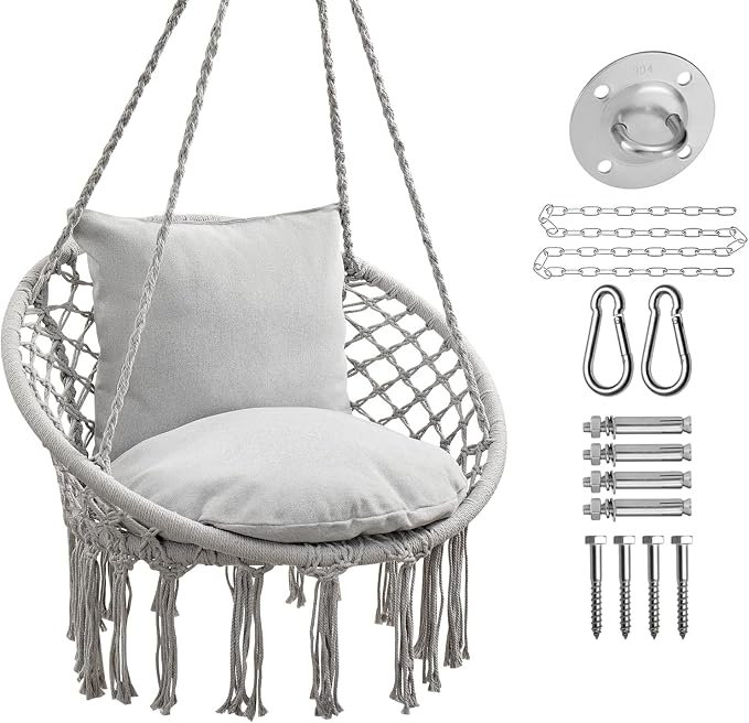 JoyView Macrame Hammock Chair Hanging Swing Chair Max 330 Lbs by JoyView