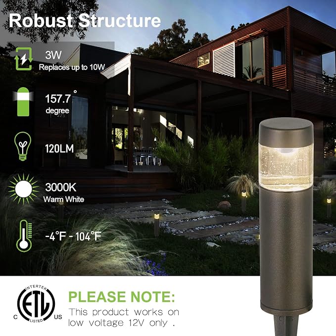 hykolity Low Voltage Landscape Lights, 3W 191LM 12V LED Round Bollard Light - Image 2