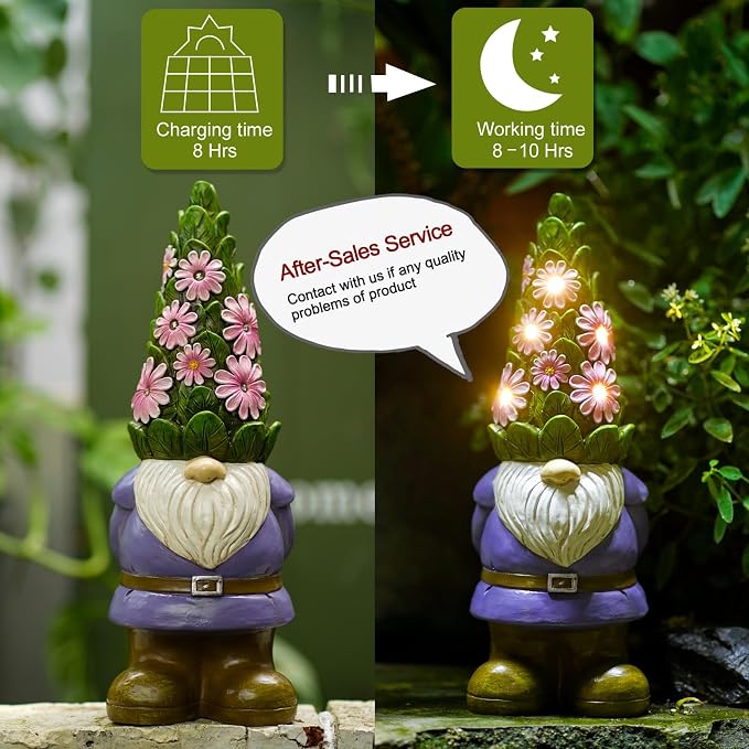Nacome Solar Garden Outdoor Statues Gnome - Image 5