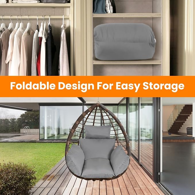 Egg Chair Cushion, Hanging Basket Hammock Seat Cushion, Thick Soft Egg Swing - Image 7
