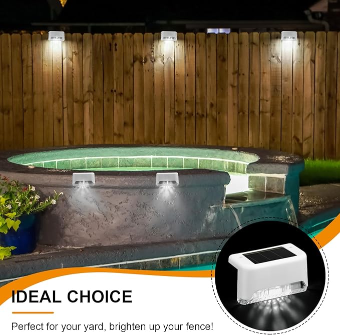 Geelin 32 Pcs Solar Deck Lights Outdoor, Waterproof LED Solar Step Fence Lights - Image 6