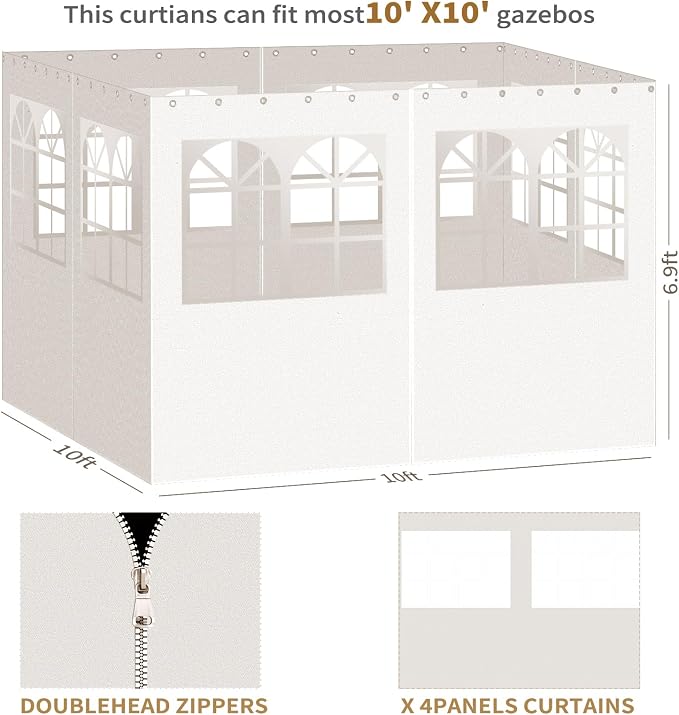 Gazebo Privacy Curtains 10' x 10' - Image 4