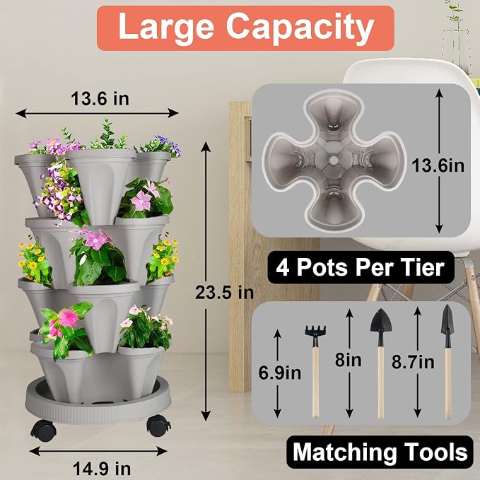 DUNCHATY Stackable Planter, Vertical Garden Planter - Image 7