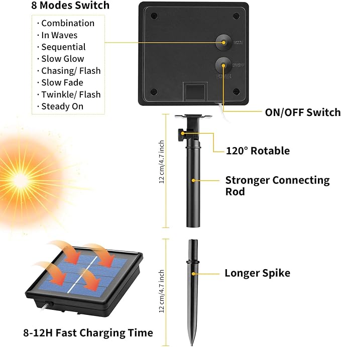 Brightown Solar Rope Lights Outdoor 2 Pack 39 Feet 100 Led Waterproof Solar - Image 3