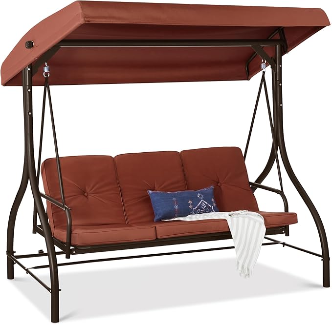 Best Choice Products 3-Seat Outdoor Large Converting Canopy Swing Glider by BestChoiceProducts