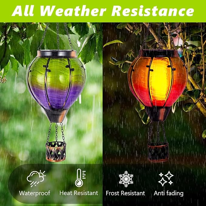 Gradient Hot Air Balloon Solar Lanterns Outdoor Waterproof, Gradient Glass - Image 6