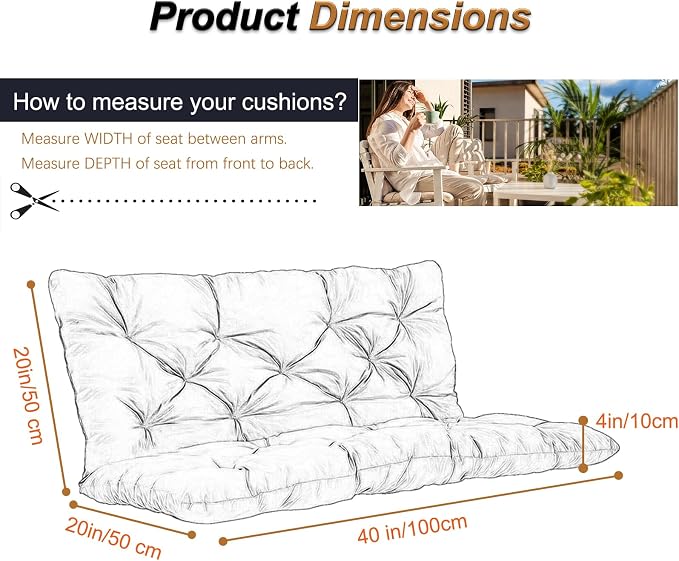 2-3 Seat Swing Replacement Cushion, Outdoor Bench Cushions - Image 6