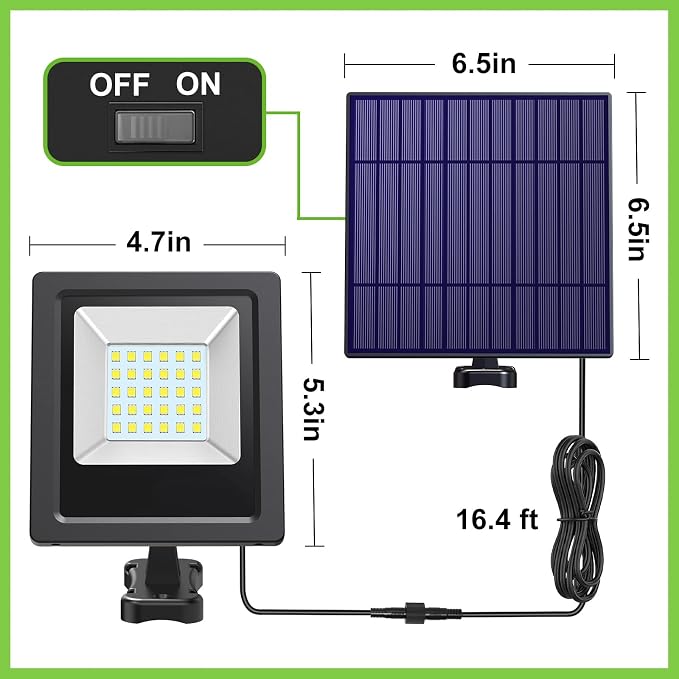 Solar Lights Outdoor Bright Solar Flood Lights 4400mAh 5500K Dusk to Dawn Led - Image 6